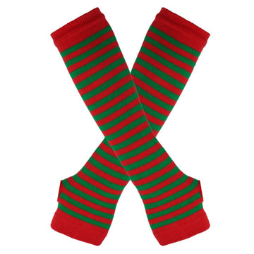 Autumn and Winter Women Anime Black White Striped Elbow Gloves Warmer Knitted Long Fingerless Arm Gloves Mittens Christmas Gift daiiibabyyy